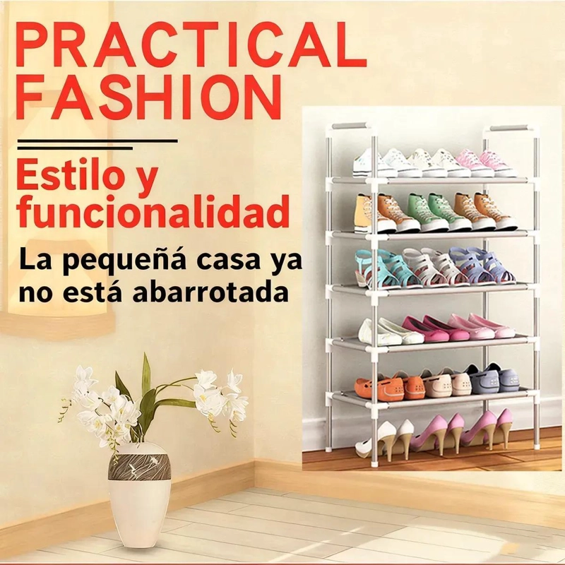 ORGANIZADOR DE ZAPATOS CON 6 ESTANTES AJUSTABLES Y DISEÑO MODERNO - 3