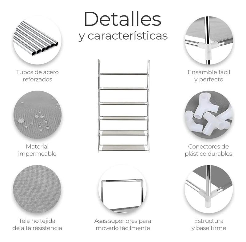 ORGANIZADOR DE ZAPATOS CON 6 ESTANTES AJUSTABLES Y DISEÑO MODERNO - 4