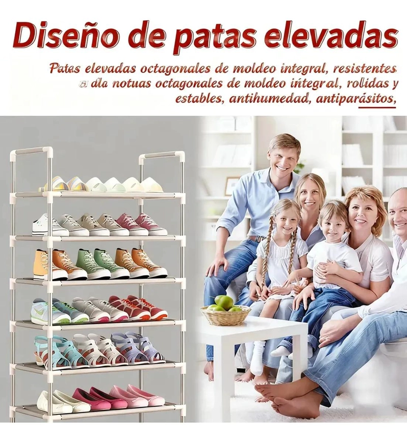 ORGANIZADOR DE ZAPATOS CON 6 ESTANTES AJUSTABLES Y DISEÑO MODERNO - 8
