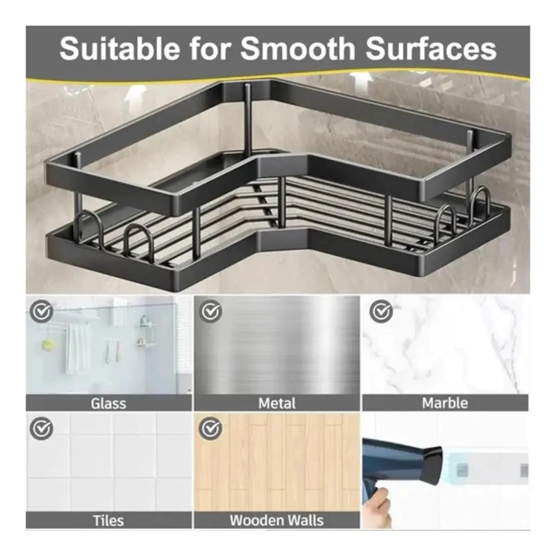 SET DE 5 ESTANTES DE DUCHA NEGROS PARA BAÑO FUNCIONAL - 4