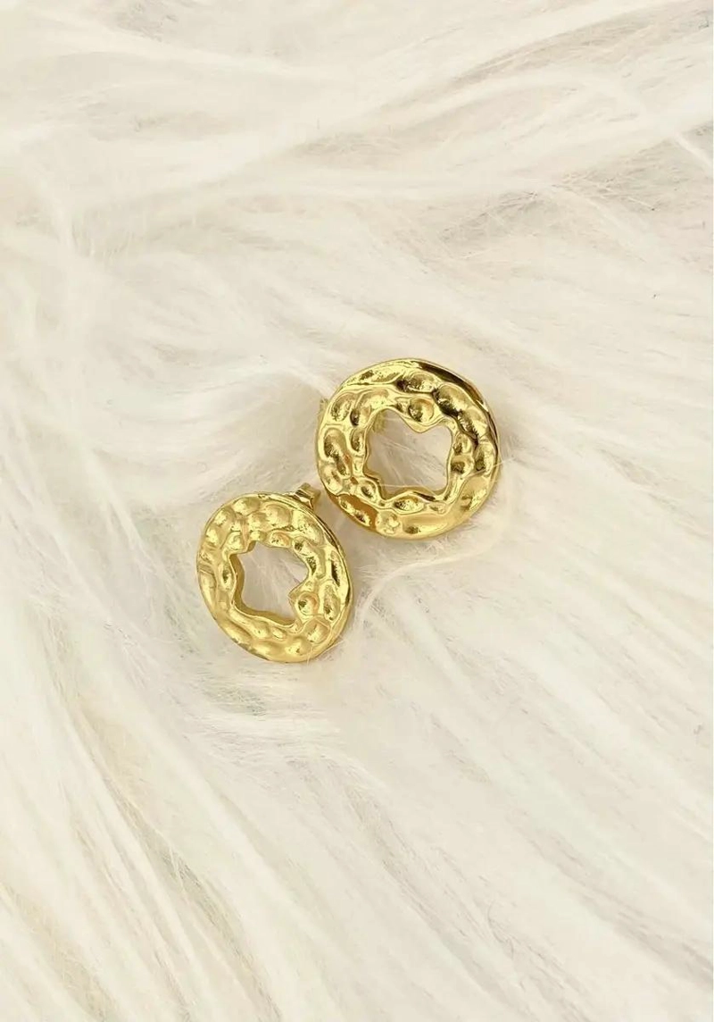 AROS DE PLATA S925 CON BAÑO DE ORO Y DISEÑO IRREGULAR - 2