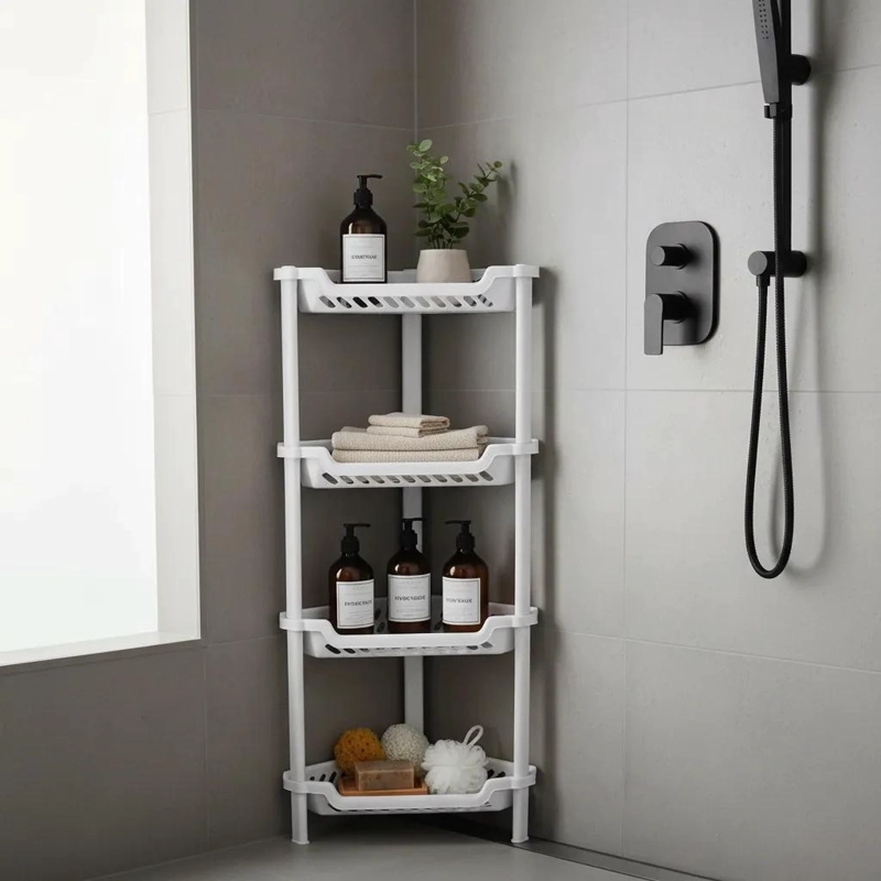 ORGANIZADOR ESQUINERO DE BAÑO PLASTICO 4 NIVELES 48.5X24X32.5 CM - 2