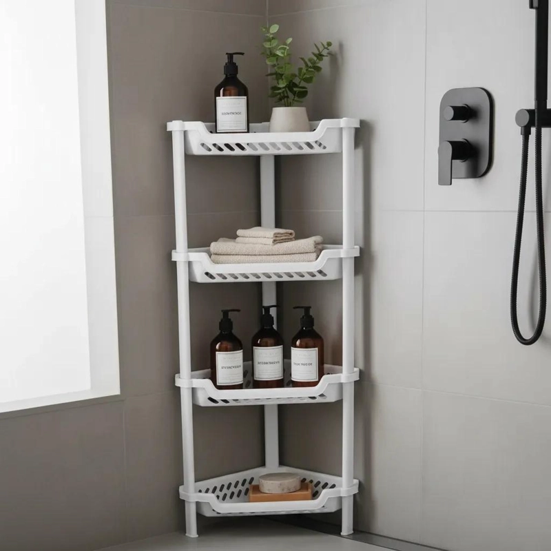 ORGANIZADOR ESQUINERO DE BAÑO PLASTICO 4 NIVELES 48.5X24X32.5 CM - 3