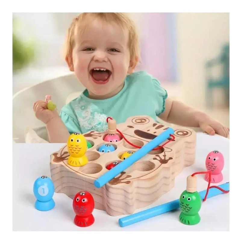 JUEGO DE PESCA MAGNE TICO DE MADERA PARA NIÑOS - 2