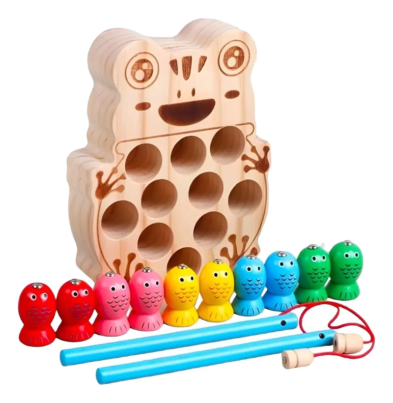 JUEGO DE PESCA MAGNE TICO DE MADERA PARA NIÑOS - 5