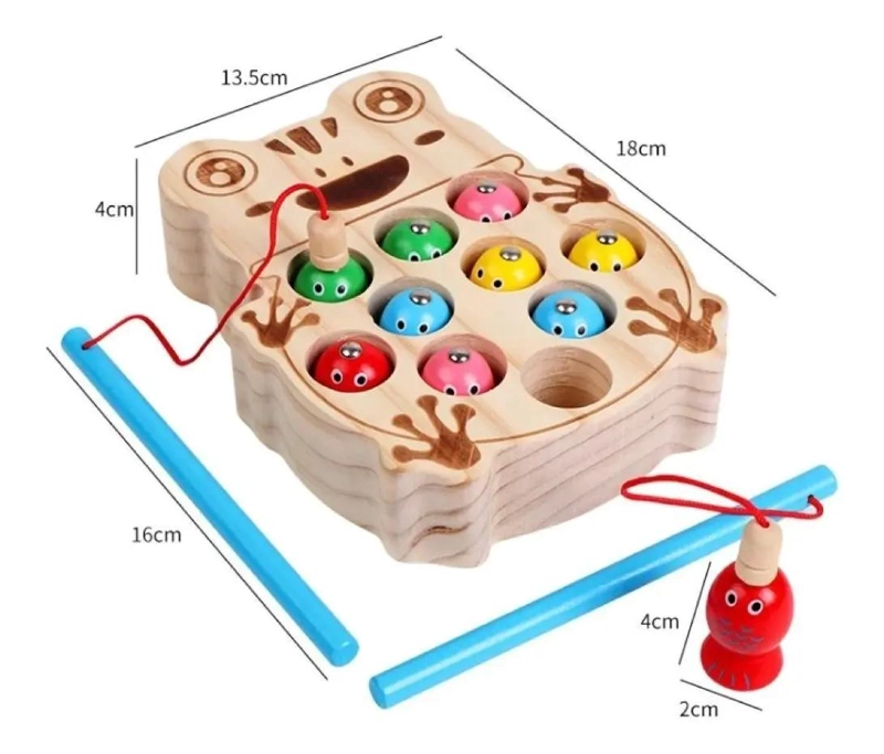 JUEGO DE PESCA MAGNE TICO DE MADERA PARA NIÑOS - 6