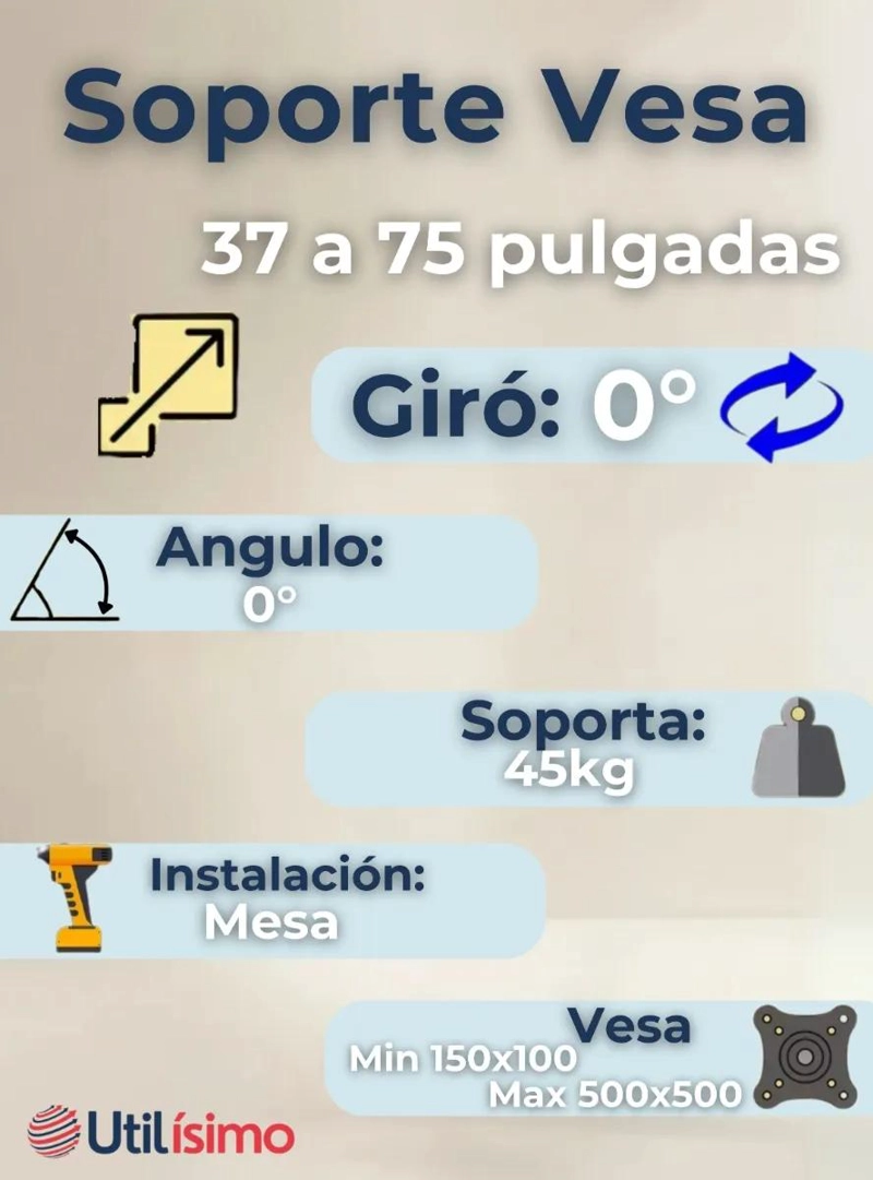 SOPORTE DE MESA AJUSTABLE PARA TELEVISORES DE 37 A 75 PULGADAS - 2