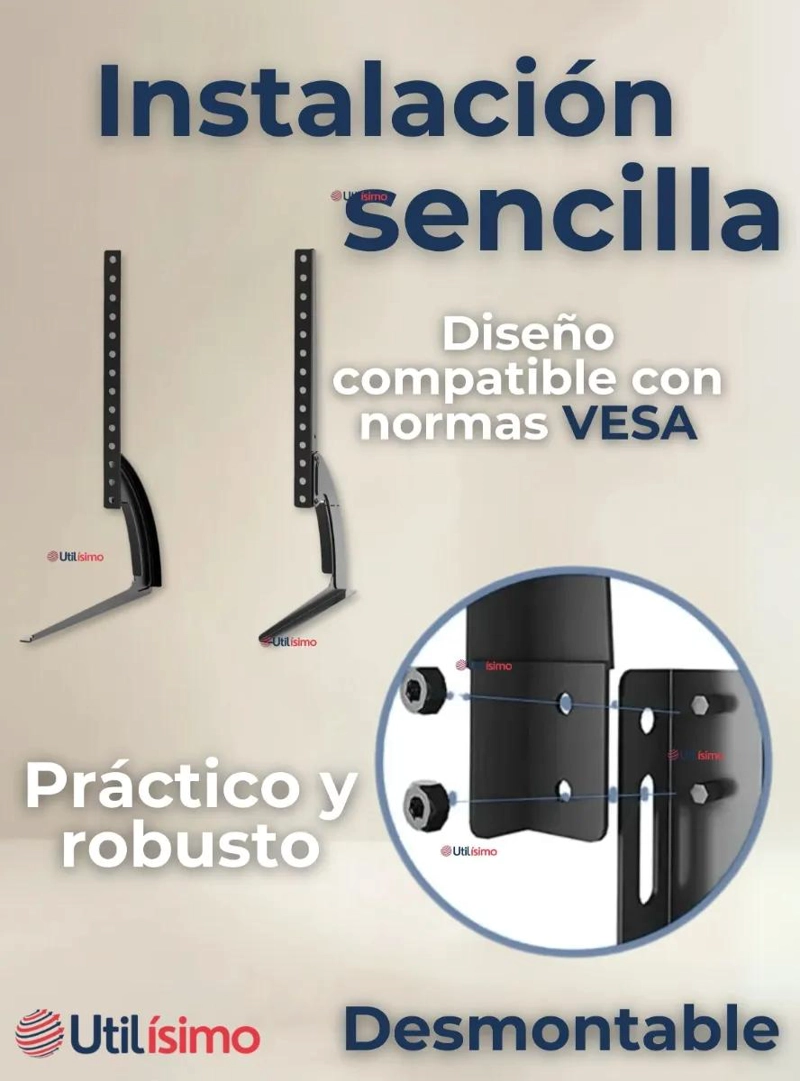 SOPORTE DE MESA AJUSTABLE PARA TELEVISORES DE 37 A 75 PULGADAS - 7