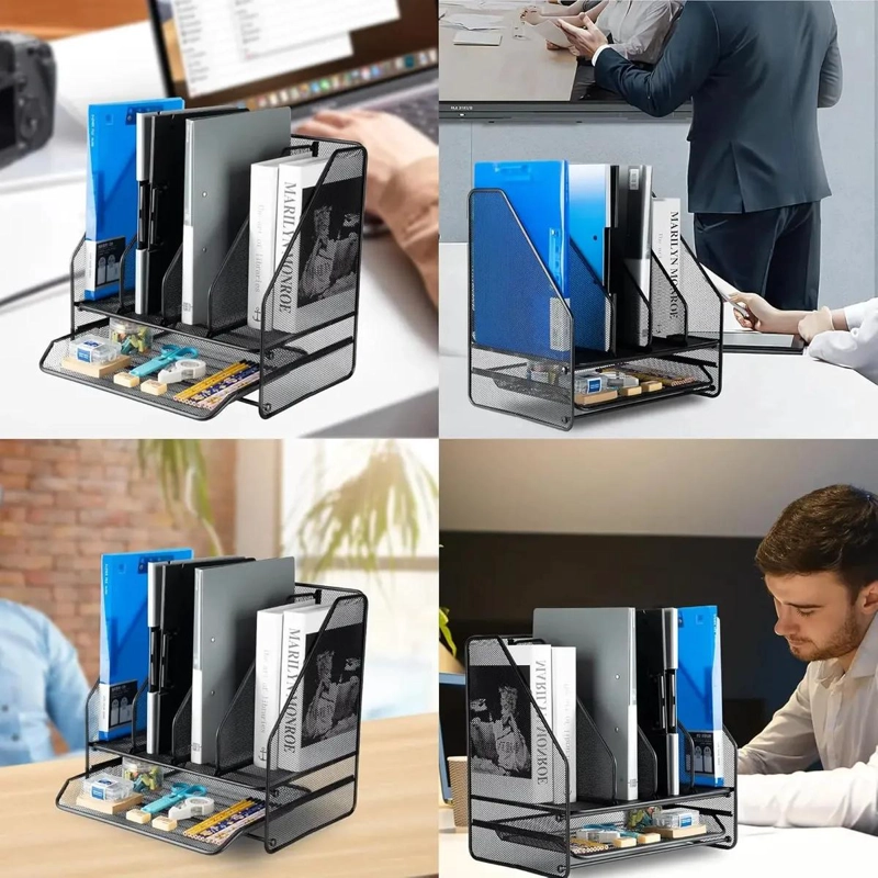 ORGANIZADOR DE ESCRITORIO CON CAJON Y COMPARTIMENTOS VERTICALES - 5