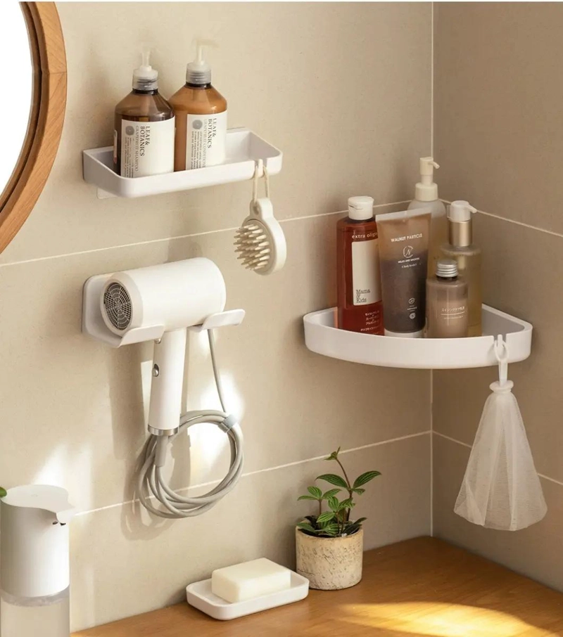 SOPORTE ADHESIVO PARA SECADOR DE PELO BLANCO SIN PERFORAR - 8