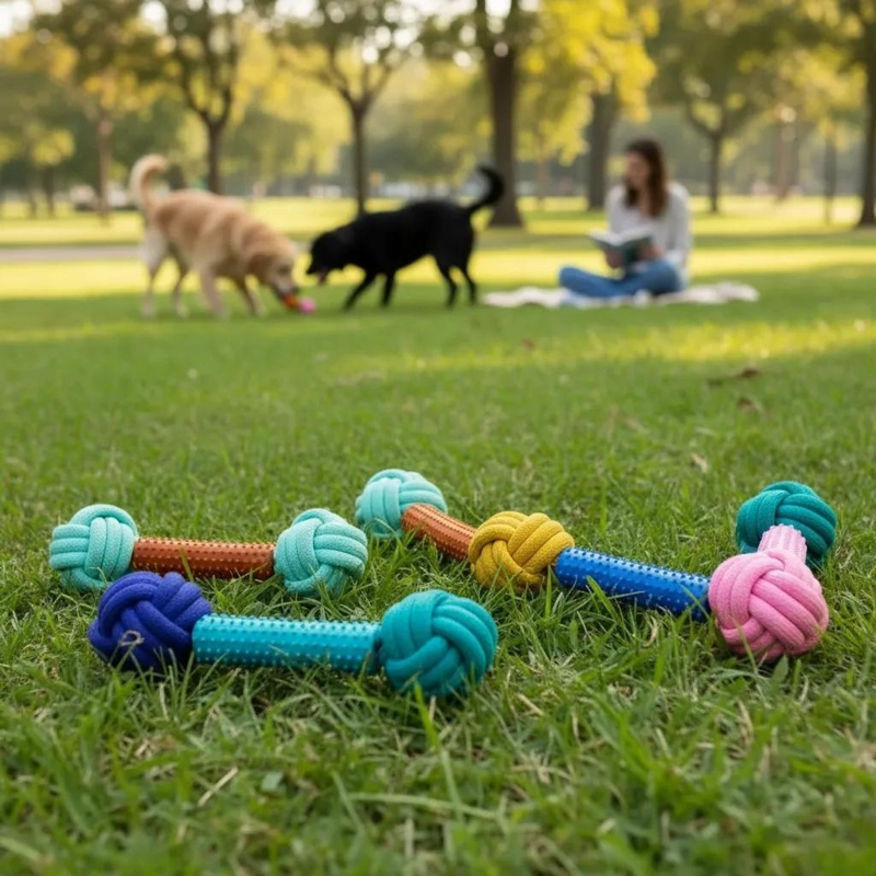 MORDEDOR DENTAL EN FORMA DE MANCUERNA PARA PERROS - 3