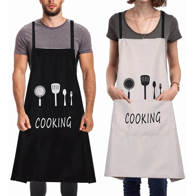 DELANTAL IMPERMEABLE DE PAREJA CON BOLSILLOS PARA COCINAR - 1