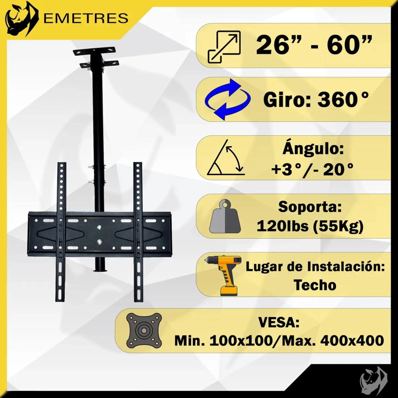 SOPORTE DE TECHO PARA TELEVISORES DE 26 A 60 PULGADAS - 2