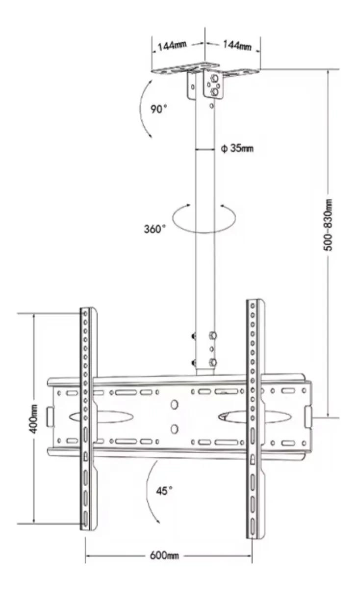 SOPORTE DE TECHO AJUSTABLE PARA TELEVISORES DE 32 A 70 PULGADAS - 4