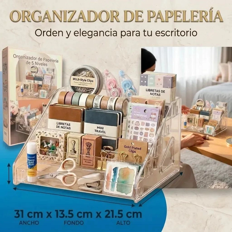 ORGANIZADOR DE ESCRITORIO ACRILICO VERTICAL CON 5 NIVELES - 5