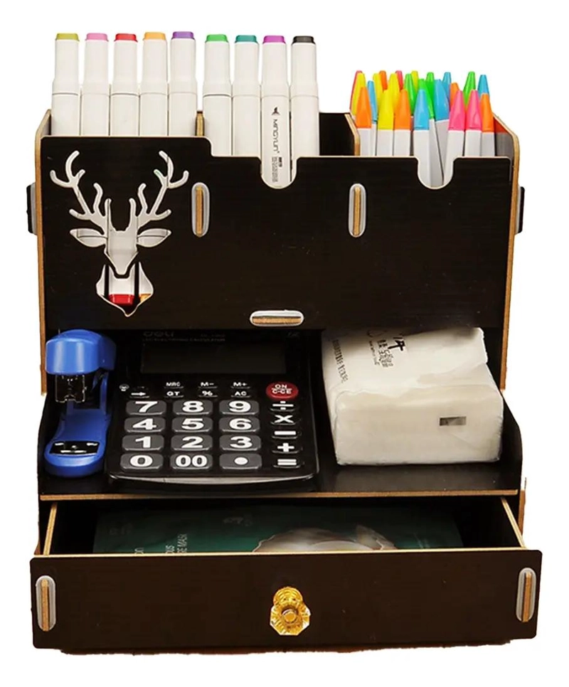 ESTANTE DE MADERA MULTIFUNCIONAL PARA ORGANIZADOR DE ESCRITORIO - 4