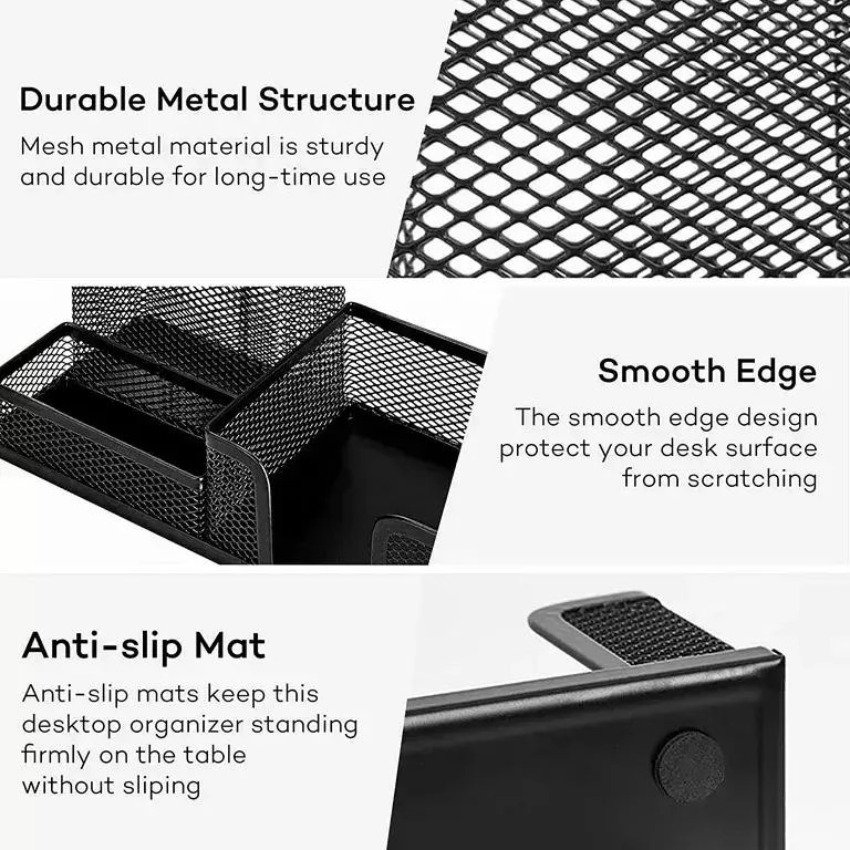 ORGANIZADOR DE ESCRITORIO METALICO CON COMPARTIMENTOS - 2