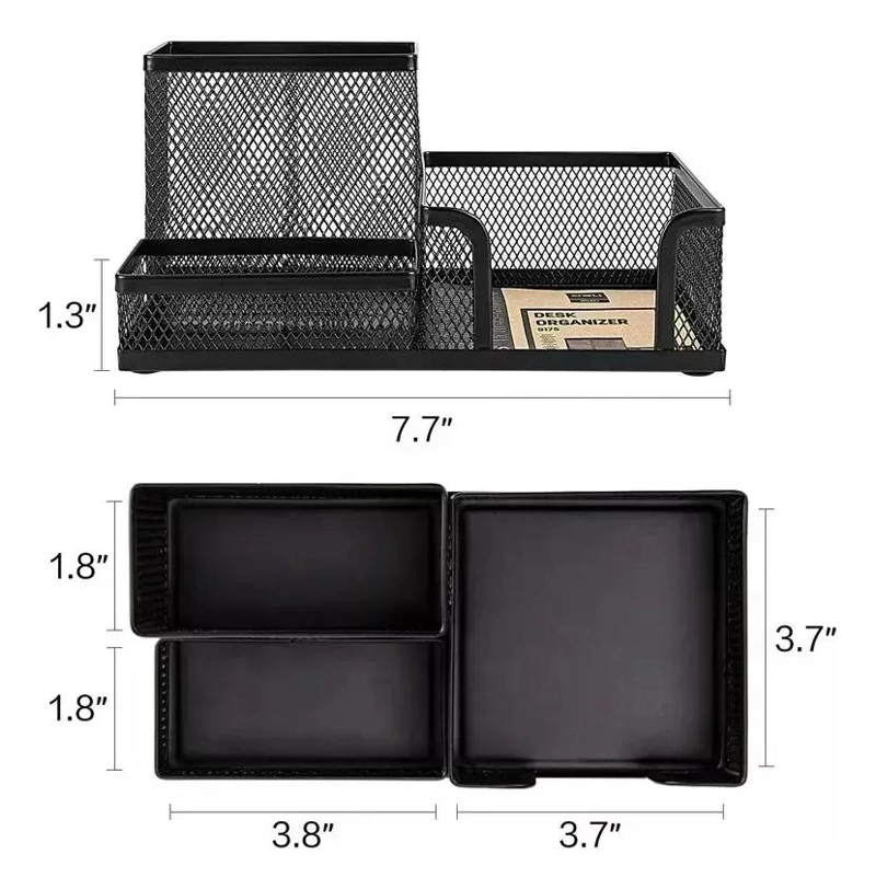 ORGANIZADOR DE ESCRITORIO METALICO CON COMPARTIMENTOS - 3