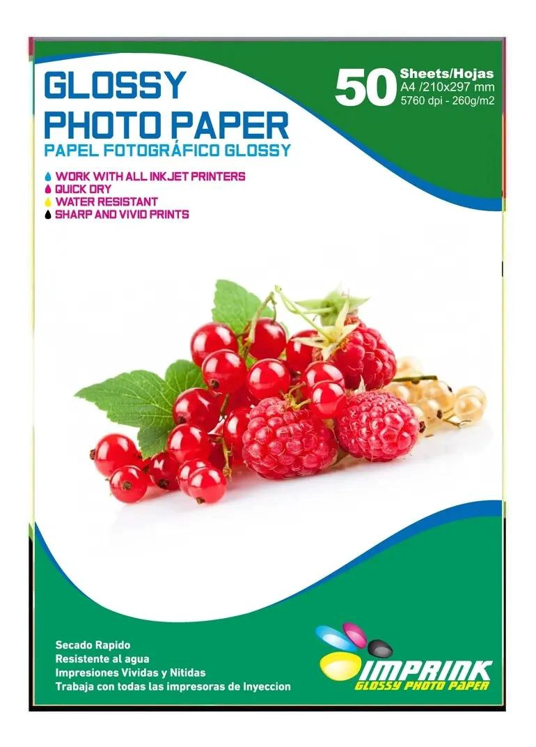 PAPEL FOTOGRAFICO GLOSSY BRILLANTE A4 260G 50 HOJAS - 1