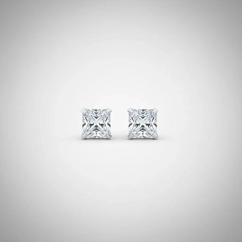 AROS CUADRADOS DE CIRCON BLANCO EN PLATA ITALIANA 925 - 7