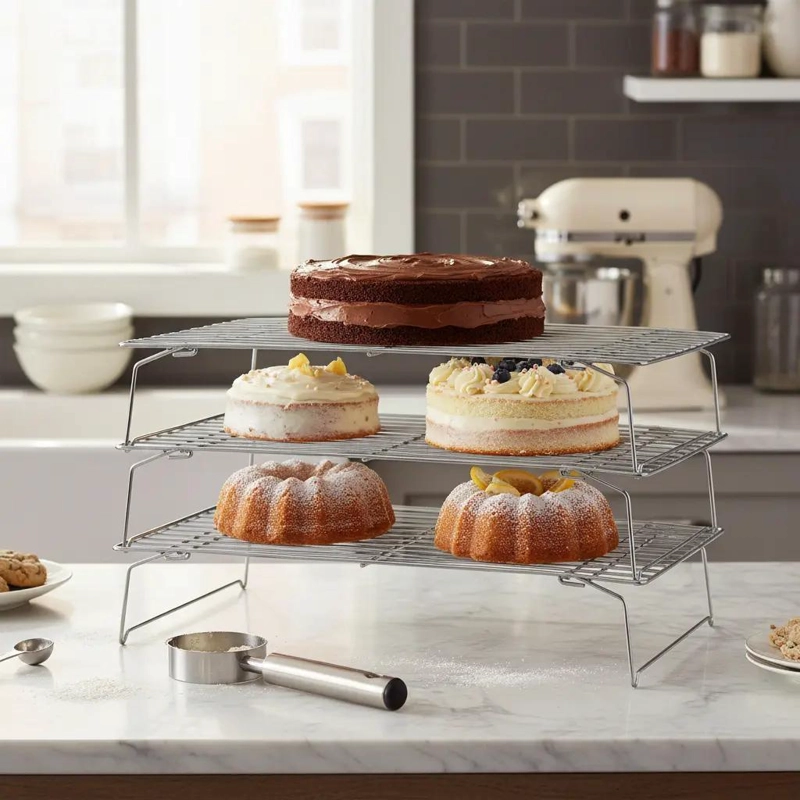 REJILLA APILABLE DE 3 NIVELES PARA ENFRIAR GALLETAS Y REPOSTERIA - 1