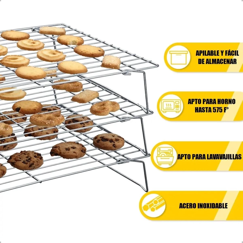 REJILLA APILABLE DE 3 NIVELES PARA ENFRIAR GALLETAS Y REPOSTERIA - 5