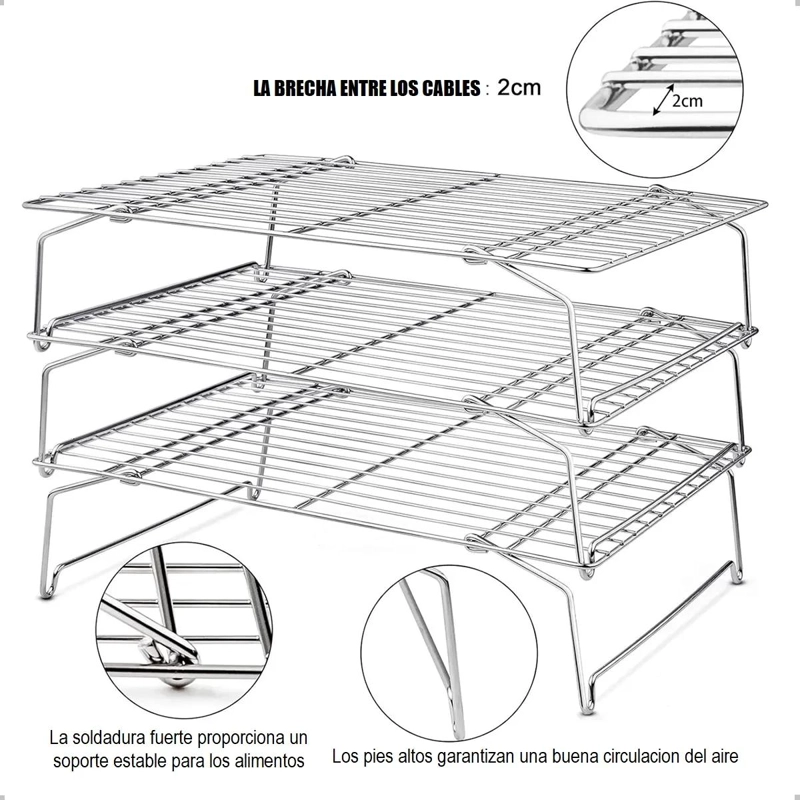 REJILLA APILABLE DE 3 NIVELES PARA ENFRIAR GALLETAS Y REPOSTERIA - 6