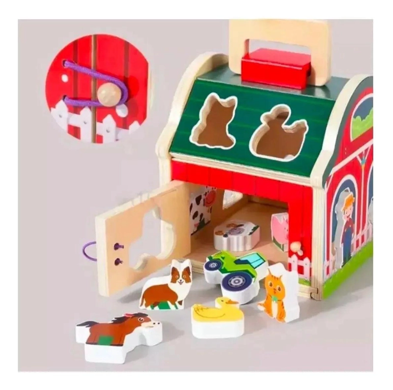 JUGUETE DIDACTICO DE MADERA GRANJA CON ANIMALES PARA NIÑOS - 6