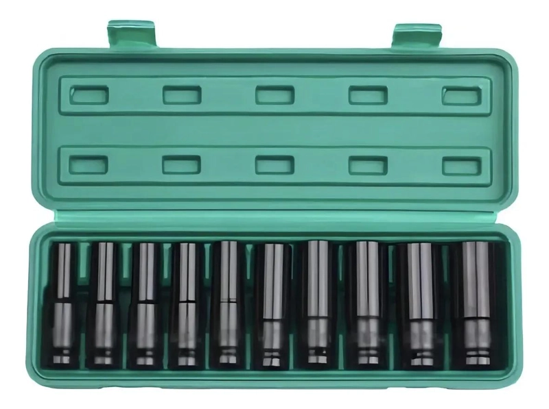 SET DE 10 DADOS DE ACERO AL CARBON 1/2' 8-17MM CON MALETIN - 2