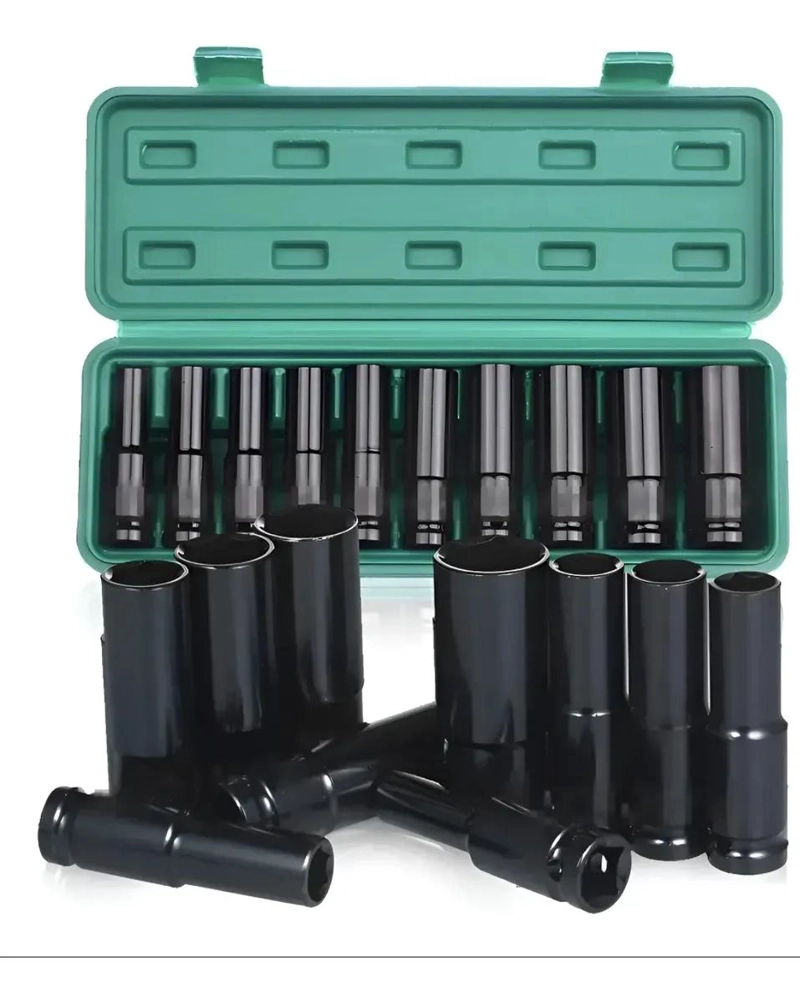 SET DE 10 DADOS DE ACERO AL CARBON 1/2' 8-17MM CON MALETIN - 7