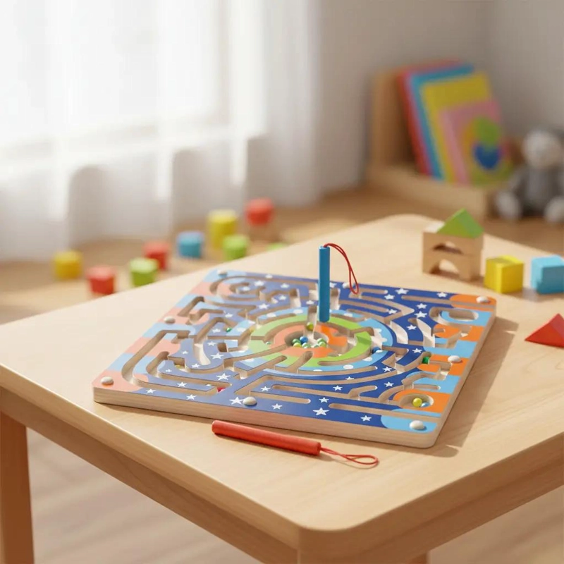LABERINTO DE BOLAS DE MADERA PARA DESARROLLO INFANTIL - 1