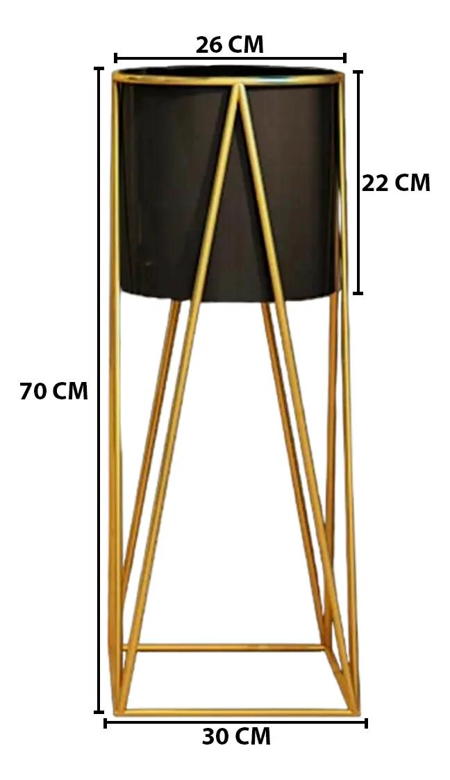 ELEGANTE PORTA MACETERO PEDESTAL PARA PLANTAS EN NEGRO Y DORADO - 6