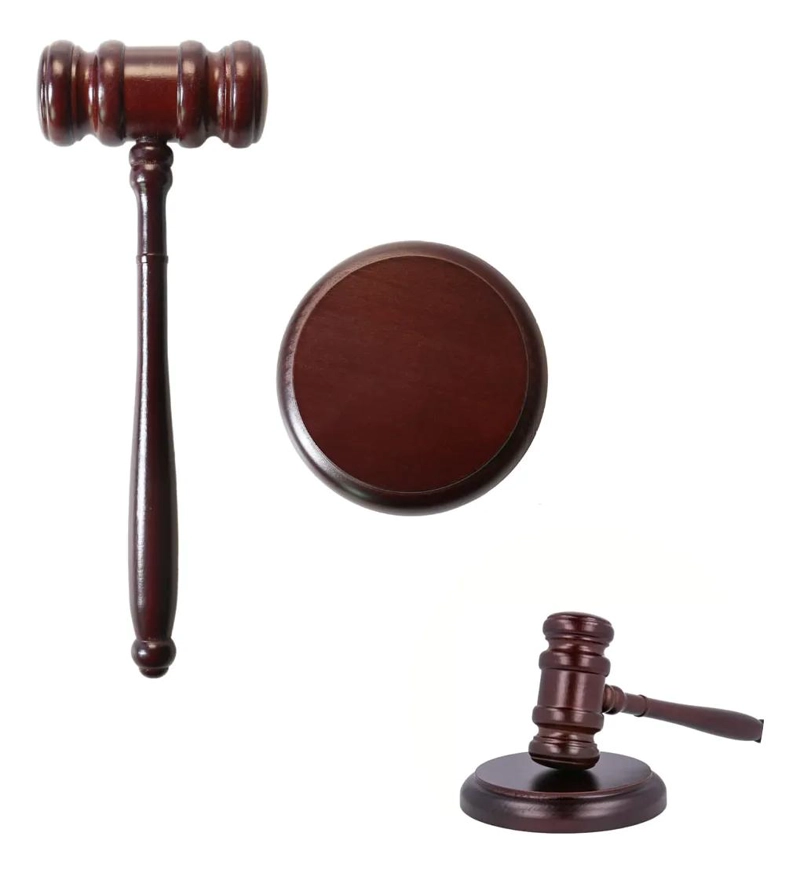 SET MARTILLO JUEZ MADERA MACIZA 25 CM ANTIVIBRACION - 1