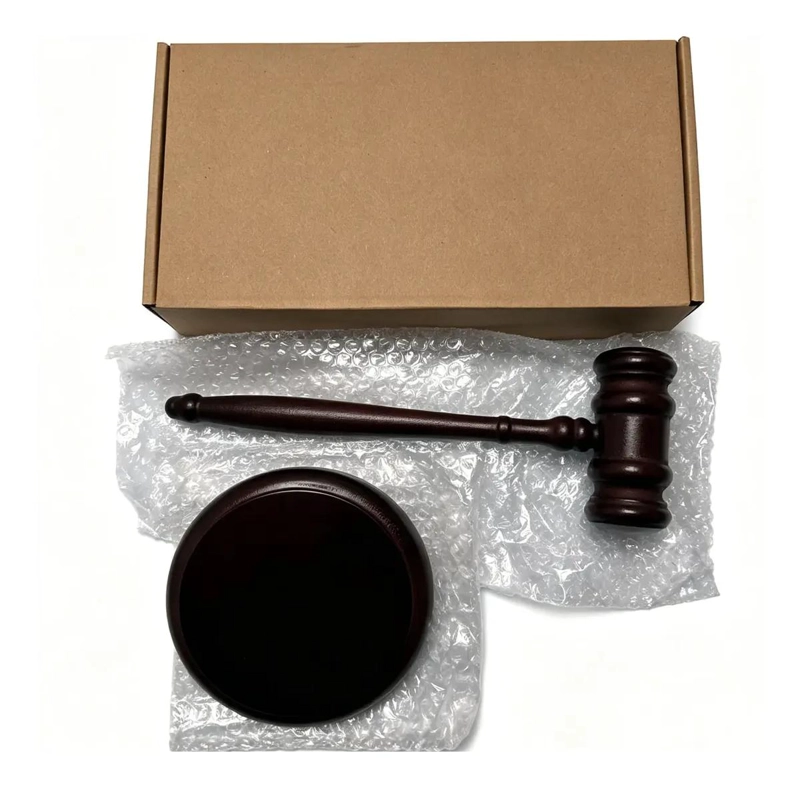 SET MARTILLO JUEZ MADERA MACIZA 25 CM ANTIVIBRACION - 9