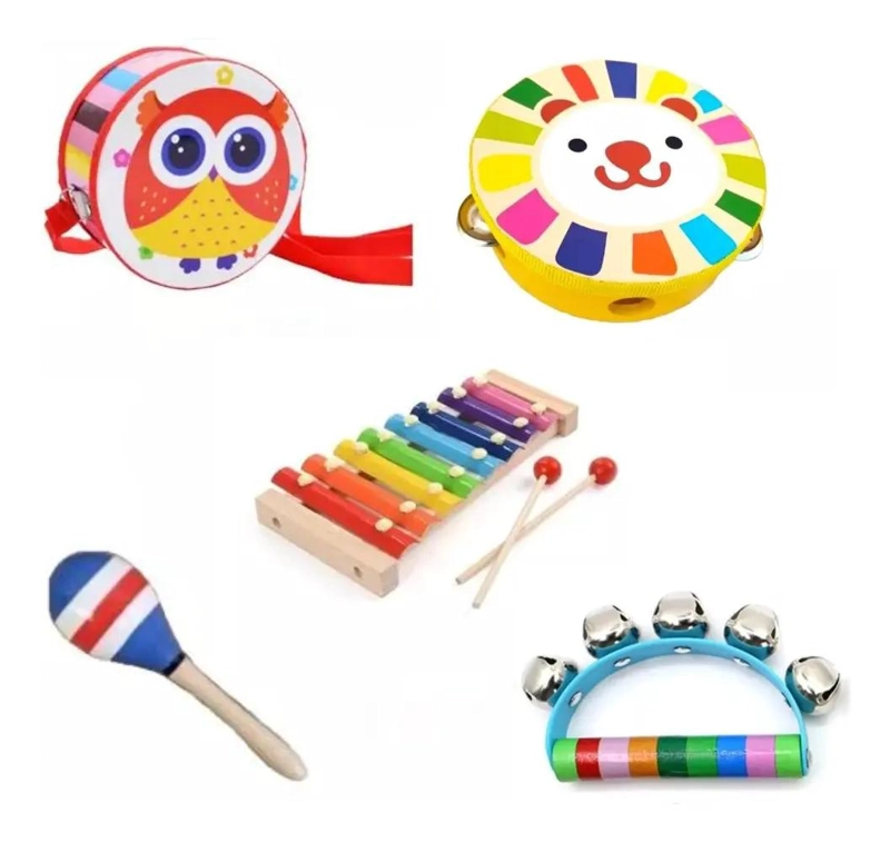PACK DE 5 JUGUETES DIDACTICOS MUSICALES DE MADERA - 1