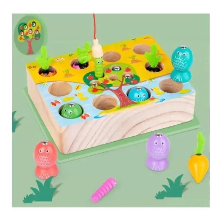 JUGUETE DE PESCA MAGNE TICO 3D DE MADERA PARA NIÑOS - 3