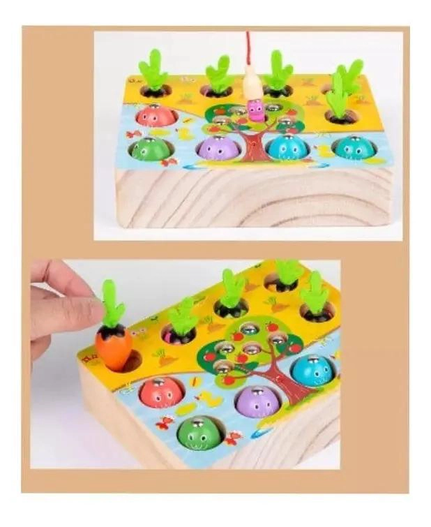 JUGUETE DE PESCA MAGNE TICO 3D DE MADERA PARA NIÑOS - 4
