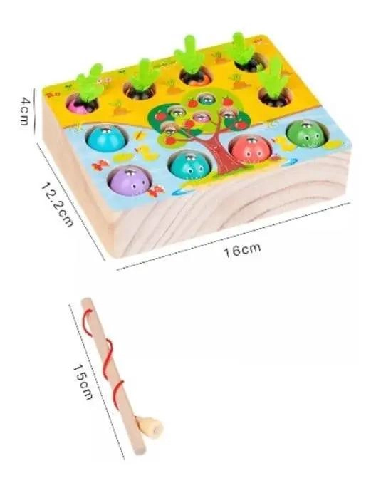 JUGUETE DE PESCA MAGNE TICO 3D DE MADERA PARA NIÑOS - 6