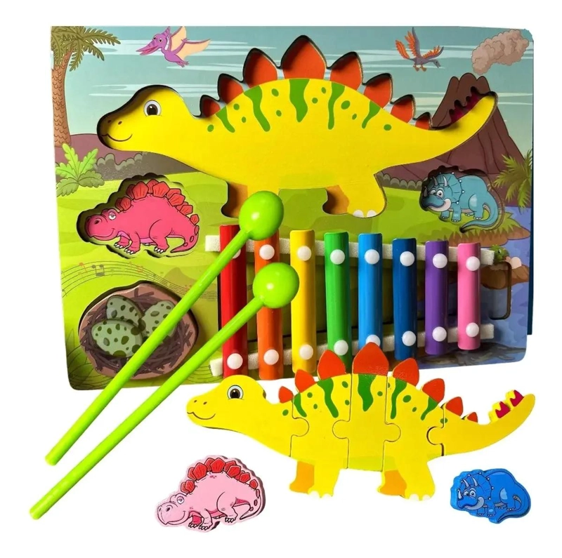 PUZZLE MUSICAL DE DINOSAURIOS CON XILOFONO PARA NIÑOS - 1