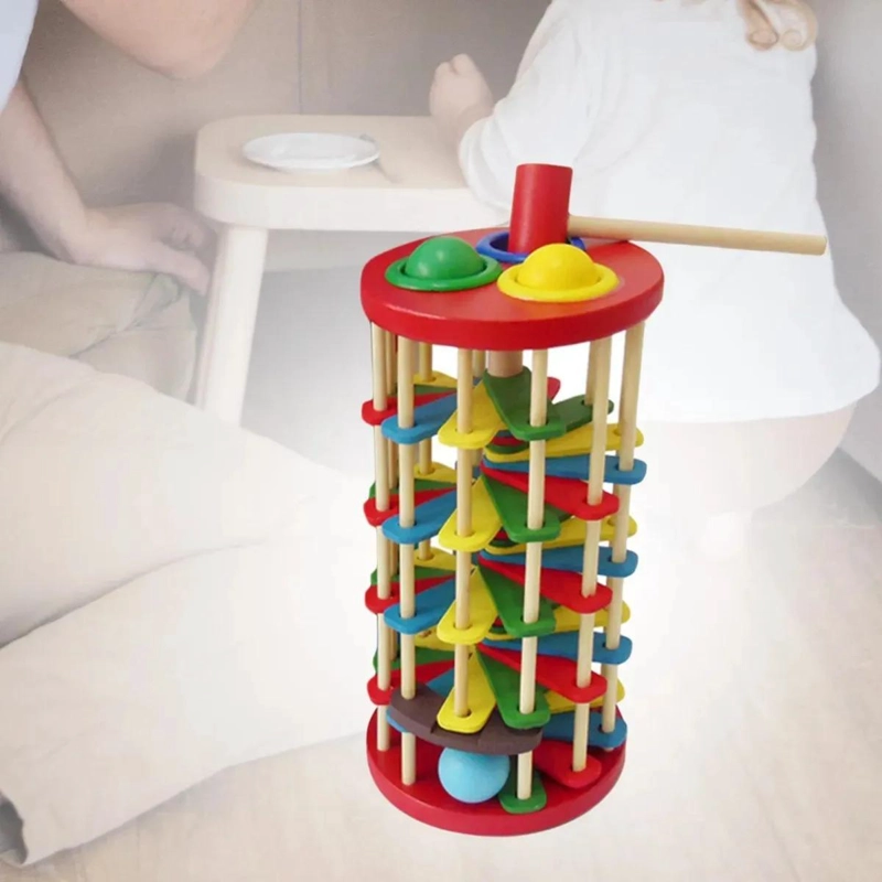 TORRE DE PISTA DE BOLAS DE MADERA PARA BEBE S Y NIÑOS - 5