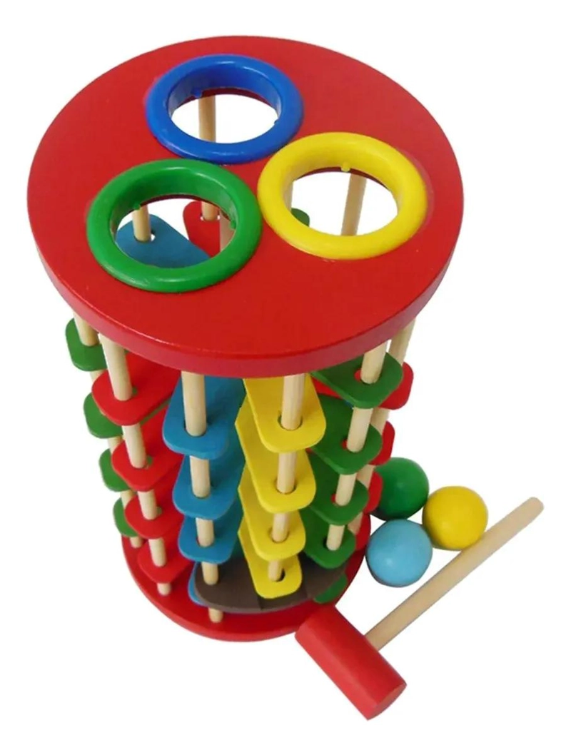 TORRE DE PISTA DE BOLAS DE MADERA PARA BEBE S Y NIÑOS - 6