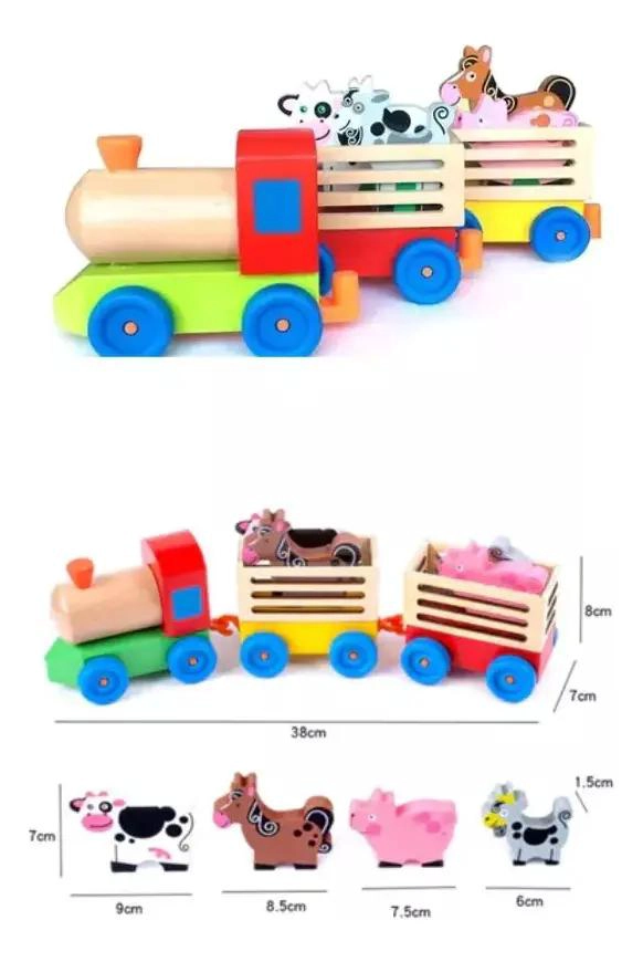 TREN DE MADERA DIDACTICO CON ANIMALES PARA NIÑOS - 2