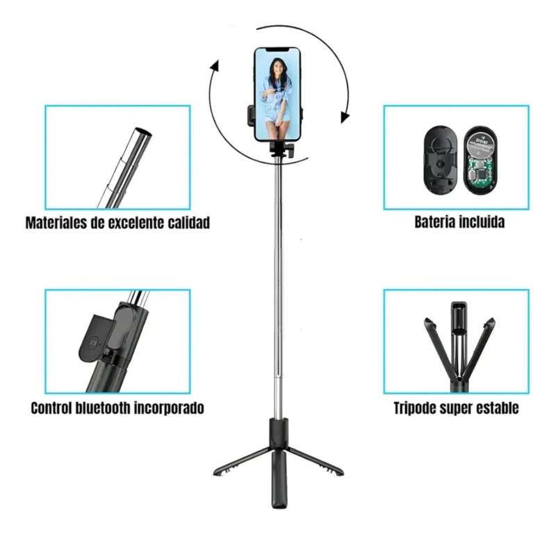 TRIPODE PARA CELULAR CON CONTROL REMOTO Y ALTURA AJUSTABLE - 2