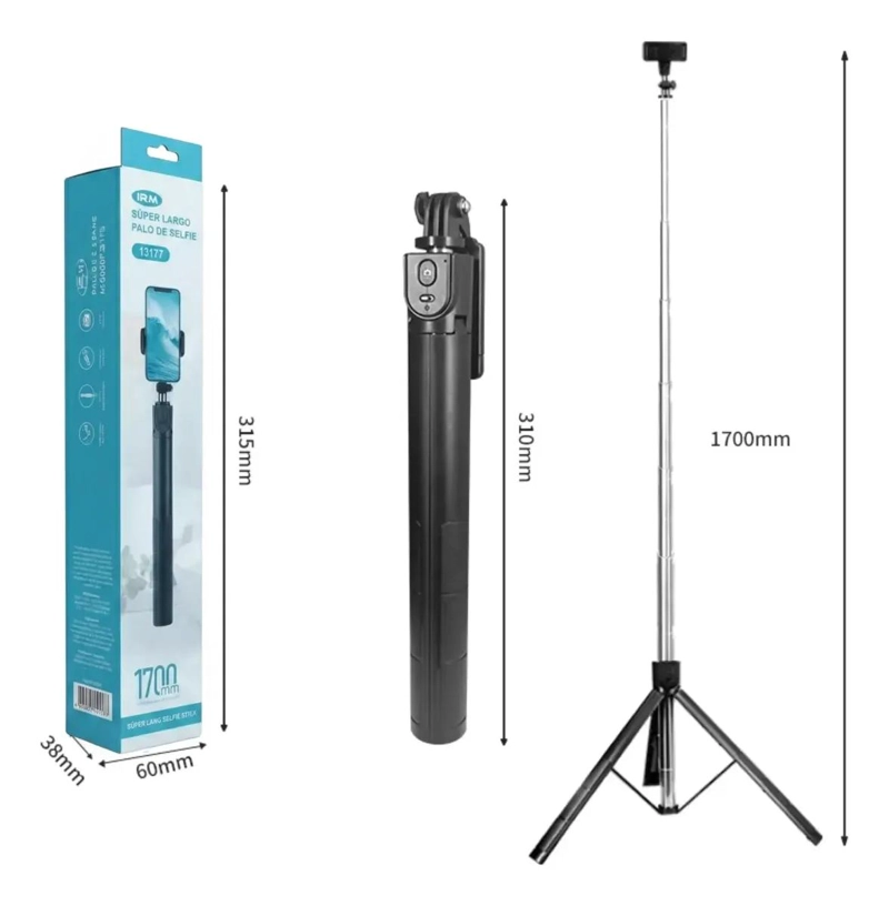 TRIPODE PARA CELULAR CON CONTROL REMOTO Y ALTURA AJUSTABLE - 3