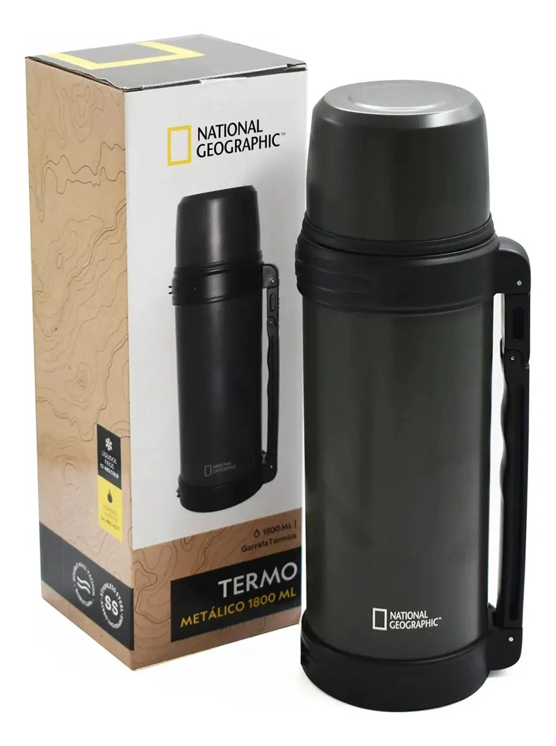 TERMO METALICO GRIS 1.8L CON MANGO MOVIBLE Y TAPA STOPPER - 2