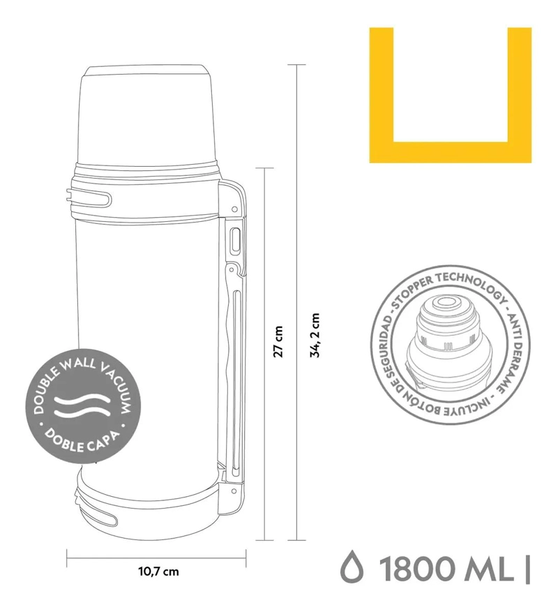 TERMO METALICO GRIS 1.8L CON MANGO MOVIBLE Y TAPA STOPPER - 6