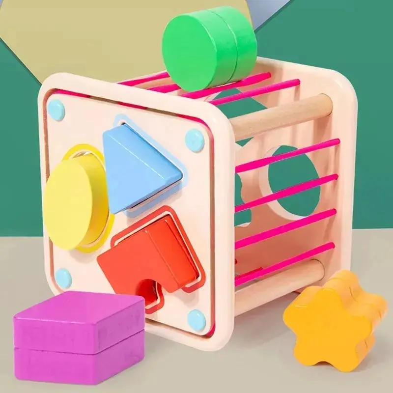 JUGUETE SENSORIAL DE MADERA CON FIGURAS GEOME TRICAS PARA BEBE S - 2