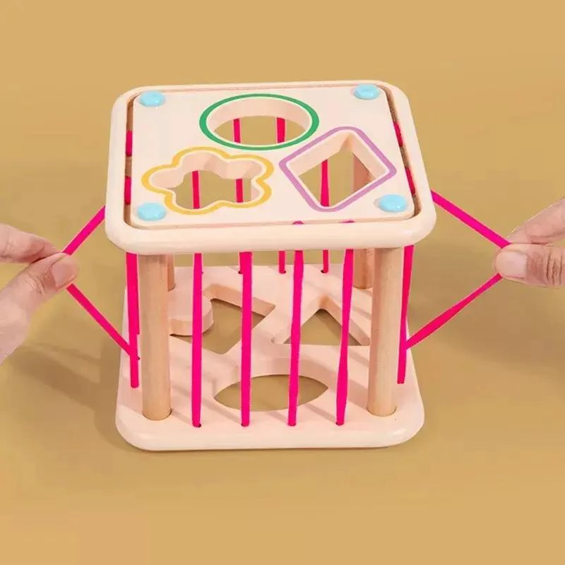 JUGUETE SENSORIAL DE MADERA CON FIGURAS GEOME TRICAS PARA BEBE S - 4