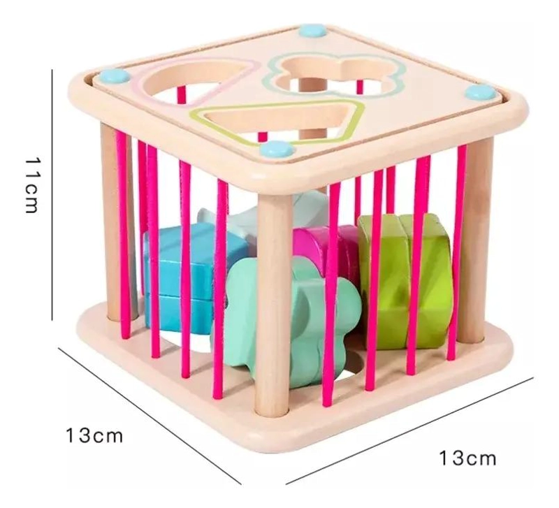 JUGUETE SENSORIAL DE MADERA CON FIGURAS GEOME TRICAS PARA BEBE S - 5