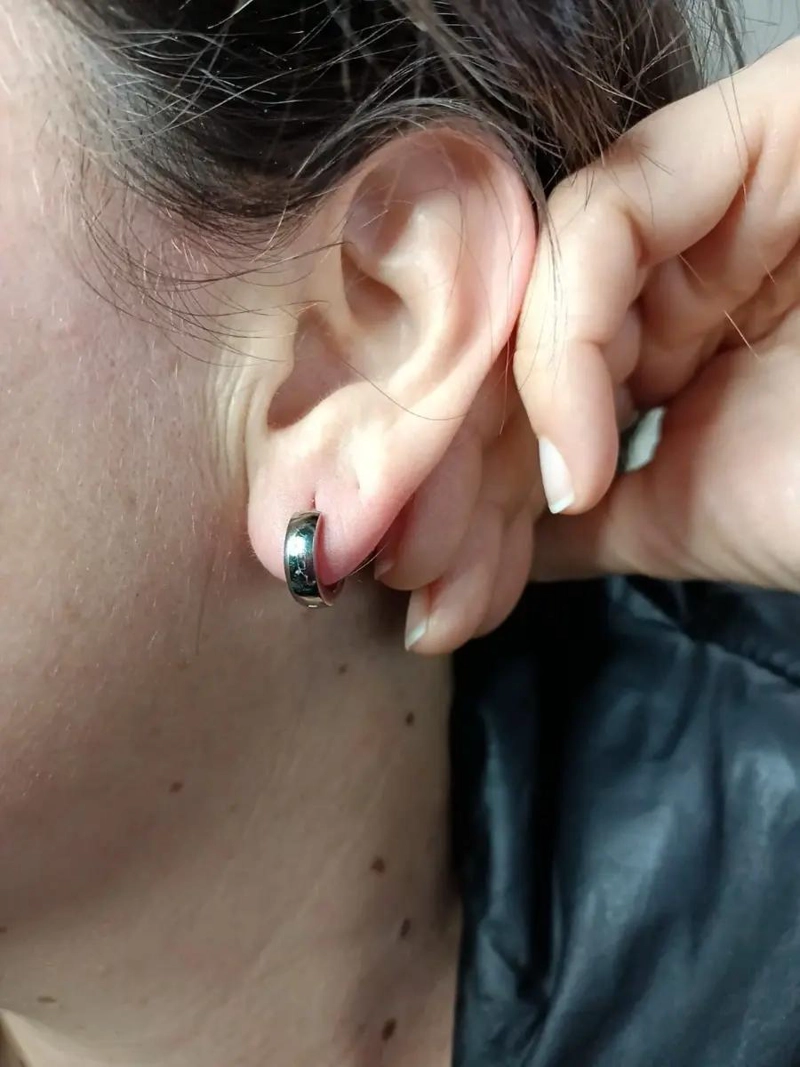 PENDIENTES AROS PUNK BLACK ACERO INOXIDABLE UNISEX - 2